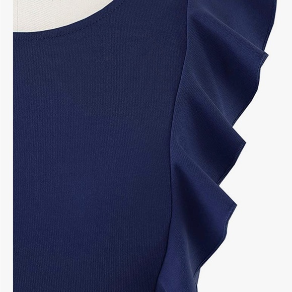 NWT. IHOT YATHON Women’s Ruffle Flare Dress Navy Medium - Picture 3 of 10